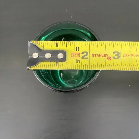 RARE! Vintage 60s MCM Emerald Green Leather Banded Tumbler Glasses Set of 6 - Picture 14 of 14